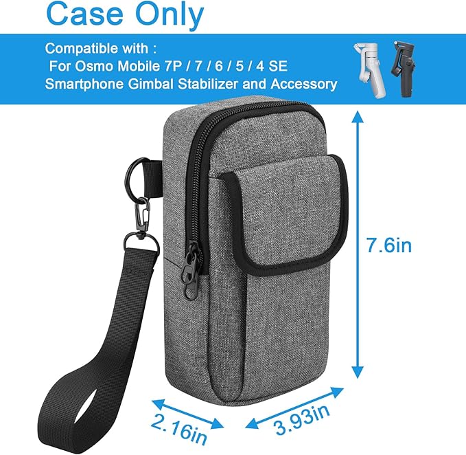 Travel Belt Case Compatible with DJI Osmo 8 / 7P / 7/6 / 5/4 SE, Portable Storage Bag Pouch with Belt keeper and Hand Strap for Smartphone Gimbal Stabilizer Accessories (Case Only)