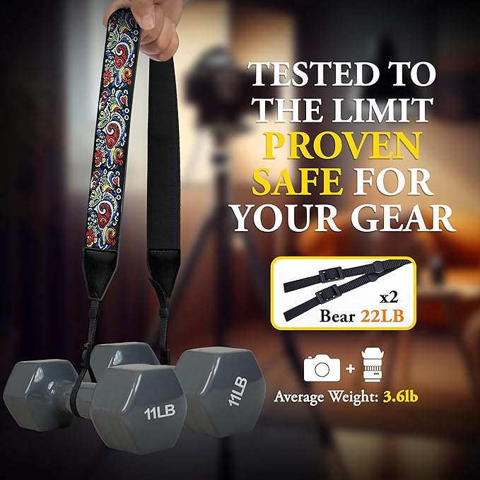 Art Tribute Camera Strap for All DSLR and Mirrorless Cameras. Add Your Name Or Initials Make It a Personalized Gift