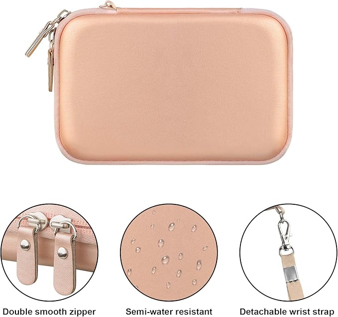 Canboc Carrying Case for MacBook Air Pro Charger MagSafe/MagSafe 2 Power Adapter, iPhone 16/16 Pro MagSafe Charger, USB C Hub, Type C Hub, USB Multiport Adapter, Hard EVA Bag, Rose Gold
