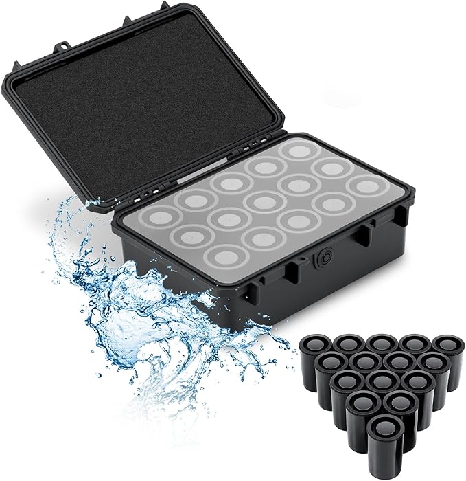 JJC Sturdy Secure 35mm Film Case Canister Holder with 15 Rolls Film Canister,IP67 Waterproof 35mm Film Container for 15 Rolls135 Film, Anti-Shock Light-Sealed Negative Film Storage(No Film Included)