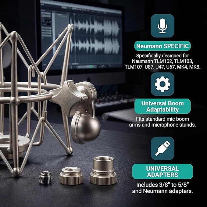 Microphone Shock Mount Mic Holder - Anti Vibration Spider Shockmount Compatible with Many Condenser Mics Like AT2020 MXL 770 MXL 990 Samson C01 Rode Procaster NT1-A Neumann U87 etc.