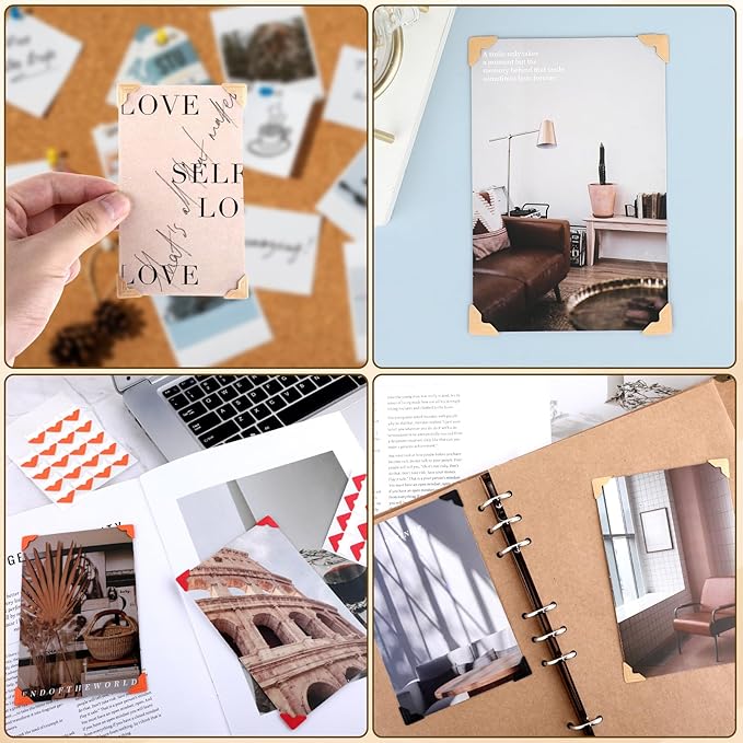 360 Pcs Photo Corners Self Adhesive Photo Mounting Corner Stickers Photo Mounting Corners Multicolored Picture Corners for Scrapbooks Album Journal Memory Book (Multicolor)