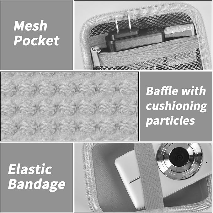Digital Camera Case for CAMKORY/for Kodak Pixpro/for VAHOIALD/for Sony DSCW800 830/ for Canon PowerShot 180 190. Kids Vlogging Cameras Storage Holder for Accessories (Box Only)-Grey