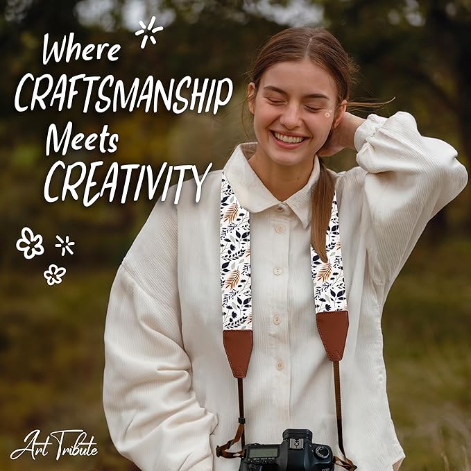 Art Tribute Camera Strap for All DSLR and Mirrorless Cameras. Add Your Name Or Initials Make It a Personalized Gift