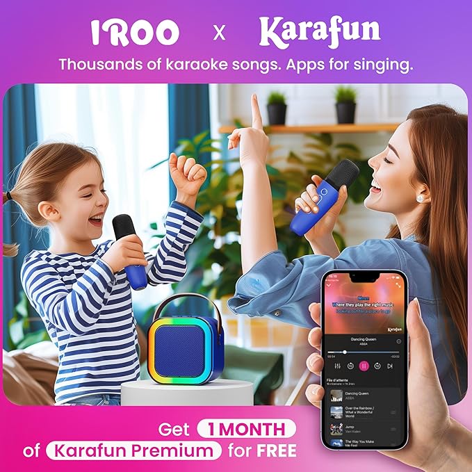 Mini Karaoke Machine for Kids, 2026 TOP Toys Birthday Gifts Ideas for Girls Ages 4, 5, 6, 7, 8, 9, 10, 12+ Years Old, Portable MP3 Player with 2 Wireless Mics for Family Home Party