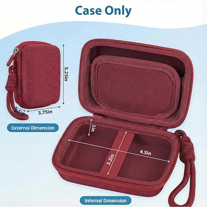 Digital Camera Case for CAMKORY/KODAK PIXPRO FZ45/FZ55/Canon IXUS 285 HS/AbergBest/Sony DSCW800/DSCW830 - Small Travel Compact Camera Holder with Mesh Pocket for SD Card & Accessories (Wine Red)