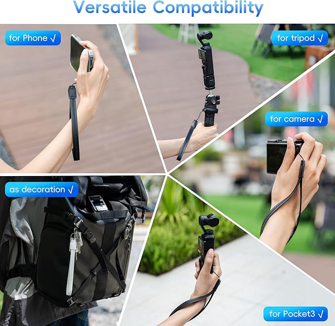 2 Pack Durable PU Leather Short Lightweight Hand Wrist Strap Lanyard String for Canon V10 G7X Mark III G5X Mark II Sony ZV-1 II RX100VII Ricoh GRIIIx Panasonic DMC-LX10 SOFORT 2 Osmo Pocket 3 Camera