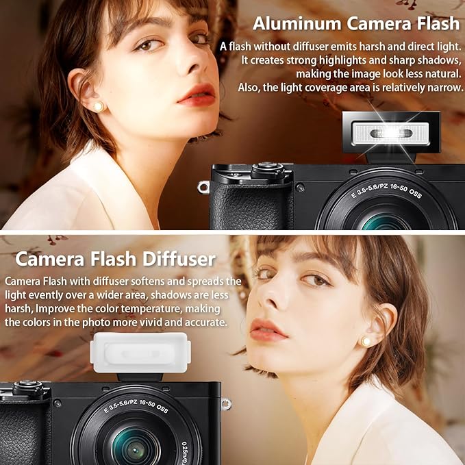 MEDALight Upgrade Aluminum F1 Mini Camera Flash with Diffuser for Ricoh GR3/GR3X/Fuji/Sony ZV1/Nikon/Canon/Olympus/Digital Film Cameras,Portable hot Shoe Speedlite for DSLR Camera(Black).