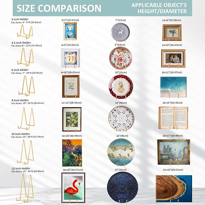 Plate Holder Easel Display Stand - 4.5 inch Metal Plate Stands for Display - Tabletop Picture Stand - Gold Iron Easels for Display Pictures | Photo Frames | Book | Decorative Plates | Plaque -2 Pack