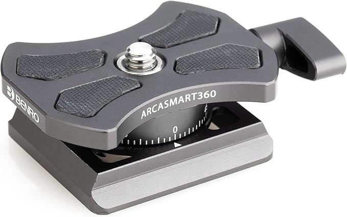 Benro ArcaSmart360 Rotating Adapter Plate – Arca-Swiss & Manfrotto RC2 Compatible, 360° Panorama Rotate, Anti-Twist Quick-Release Adapter (ARCASMART360)
