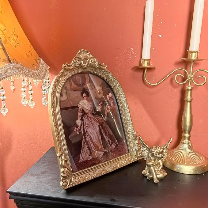 Vintage Picture Frames 8x10 Ornate Gold Antique Picture Frames for Wall and Tabletop Vintage Photo Frame Victorian Home Decor Gallery Wall Decor in Arch Shape