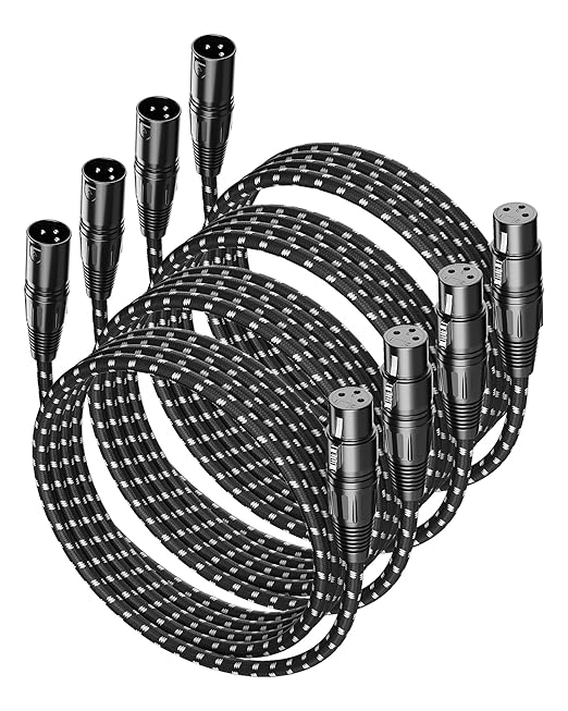 XLR Cable 6ft 4Pack,Microphone Cable 6 Feet, Braided Balanced Mic Cables Male to Female 3 Pin Connector for Microphones, Mixer, XLR Speaker, Audio Amplifier