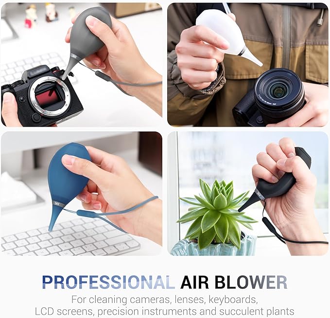 JJC Camera Air Blower for Digital SLR Mirrorless Camera Sensor CCD CMOS Lens Filter, Lens Blower with Lanyard for Outdoor Travel Cleaning-Clear Black
