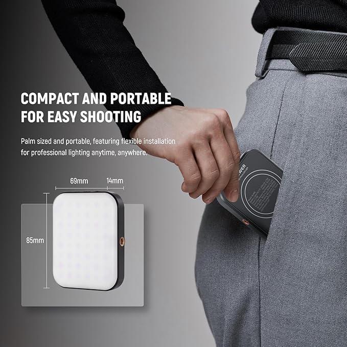 NEEWER Basics Magnetic Selfie Light Compatible with MagSafe iPhone, Clip on Phone Fill Lighting with Cleaning Cloth for Video Conference Computer Laptop Webcam Zoom Streaming Makeup Recording, BL48B