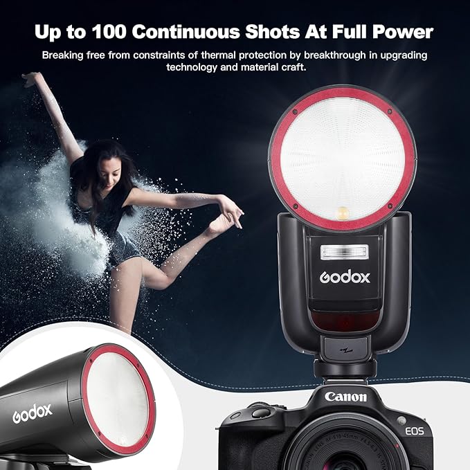 Godox V1 Pro F Flash Speedlite for Fujifilm, V1ProU-F 76Ws 2.4G X Wireless HSS TTL Speedlight with Diffuser, Detachable Sub Flash, 500 Full-Power Flashes, USB-C Charging Battery