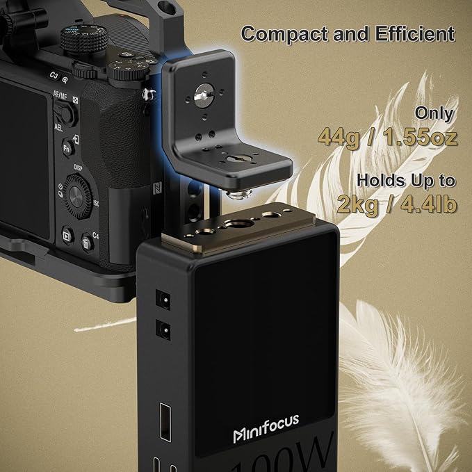 1 Pcs Mini L-Shaped Mount Plate, Right-Angle Plate Mounting Bracket with ARRI, 90° Angle Video Rig Adapter for Wireless Video Transmitter, V-Mount Battery, Monitor, Max.Load 3.0kg