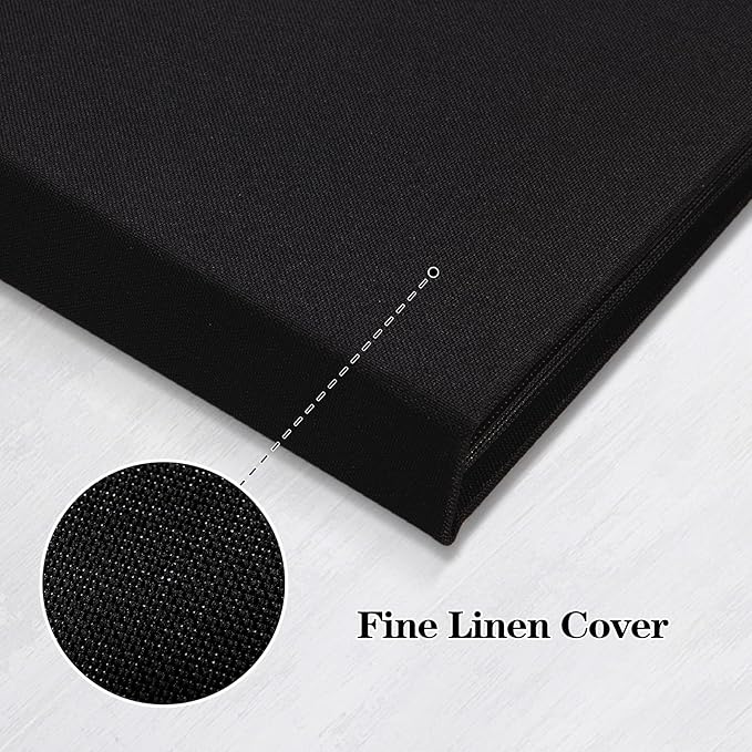 Mublalbum 2 Pack Small 8x10 Photo Album 2 Pack Linen Cover with Display Window Mini Picture Book Each Holds 52 Vertical Pockets for Artwork Postcards or Pictures Storage (Black)