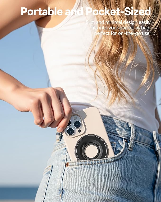 [2025 Upgrade] Magnetic Phone Grip for MagSafe, 360° Rotation Phone Ring Grip Stand, Finger Kickstand Two-Sided Magnet Compatible with iPhone 17/16/15/14/13/12/11 Pro/Max MagSafe Accessories