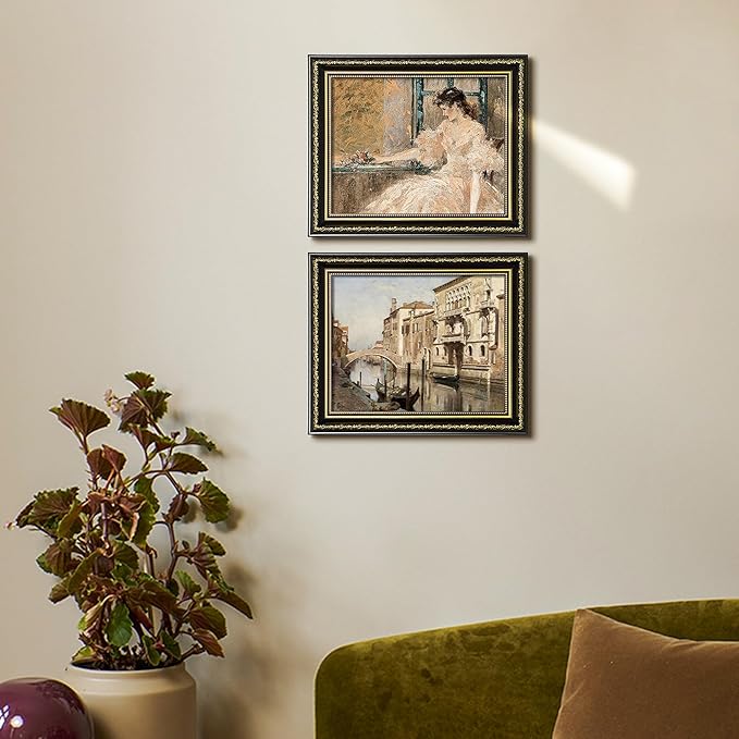 upsimples 8x10 Picture Frame with Real Glass, Ornate Vintage 8 x 10 Photo Frames for Wall Decor or Tabletop Display, Black and Gold, 2 Pack