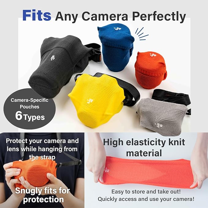 PACKING KNIT_GO Camera Cover, Square W, Made in Japan, S size, Light Gray