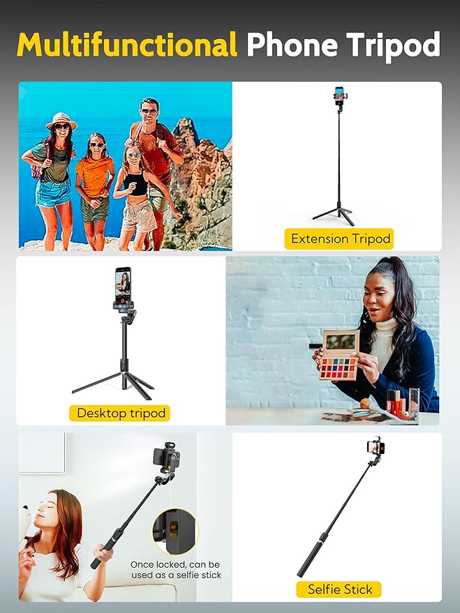 AOCHUAN Auto Face Tracking Tripod 360 Rotation w/RGB Light,Single-axis Phone Gimbal for iPhone Android w/Remote Control,Phone Stand Follow You for Video Recording,TikTok Vlogging(M2Pro Black)
