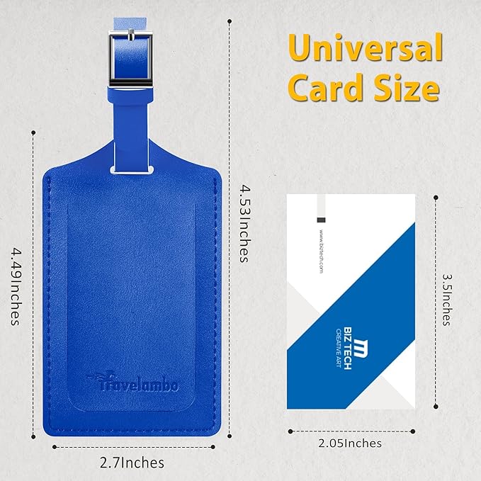 Travelambo 12 Pack Luggage Tags for Suitcases Privacy Protection Bag Tags Faux Leather Travel Accessories Essential, Fresh Blue