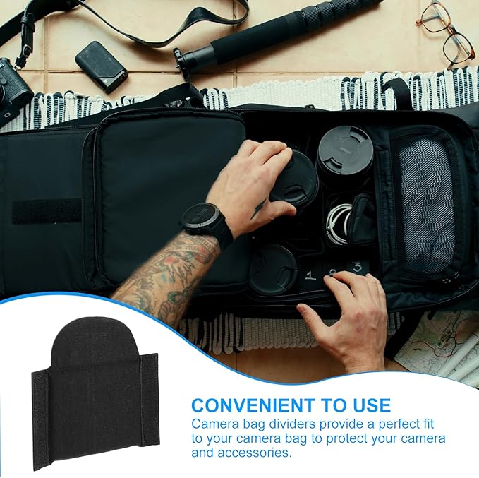 PATIKIL Camera Bag Divider, 2Pcs 6.5"x6.3"x0.55" Shockproof Camera Bag Inserts Separator Pad Protective Lens for Nikon Camera DSLR Protect Bag Organizer Universal Divider Cushion, Black