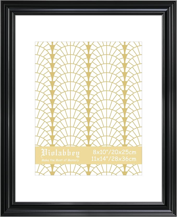 VIOLABBEY 11x14 Picture Frame Black, Vintage Photo Frames, Fits Pictures 8x10 with Mat or 11 x 14 without Mat, Display for Tabletop and Wall