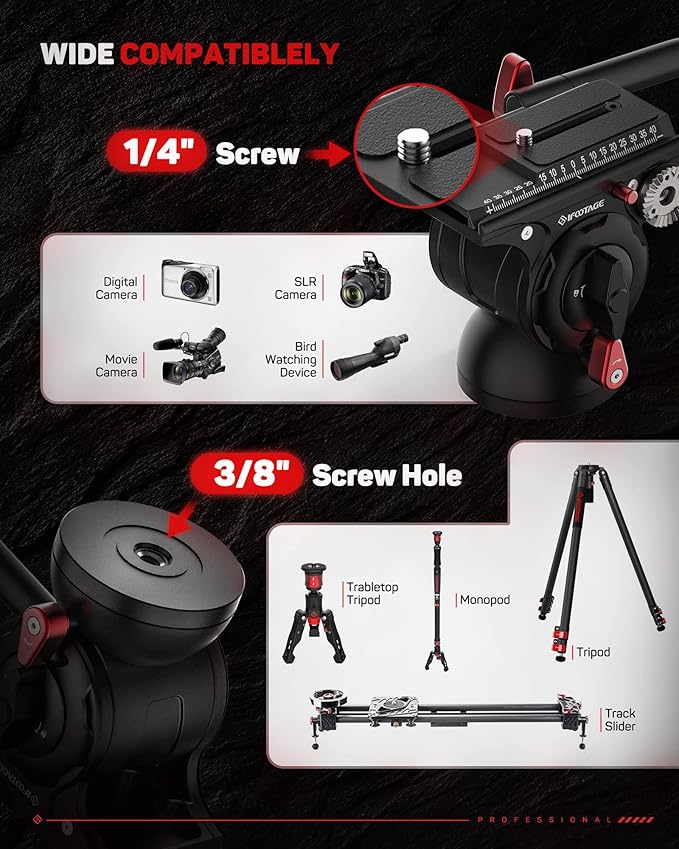 IFOOTAGE Video Fluid Head Komodo K5S, Aluminum Video Head for Tripod Monopod, Camera Fluid Head Mount for DSLR Camera, Camcorder, Monopod & Tripod, Payload 5KG/11LB