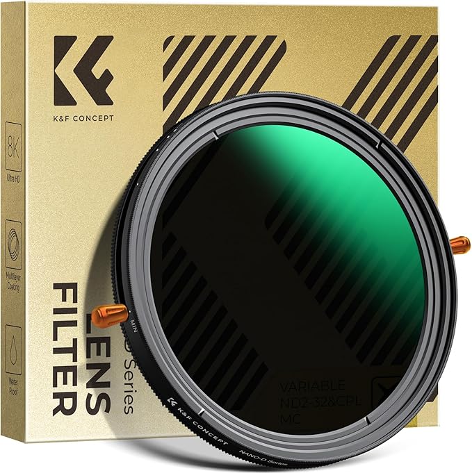 K&F CONCEPT 72mm Variable Fader ND2-32 ND Filter and CPL Circular Polarizing Lens Filter in 1 for Camera Lens Waterproof Neutral Density Polarizer Filter (Nano-D Series)
