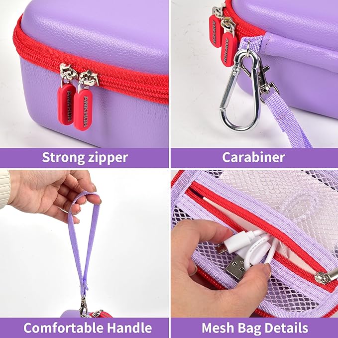 ANKHOH Digital Camera Case for Polaroid Go Generation 2 Gen 2/9035/9071/9070 Instant Mini Camera, Instax Film Cameras Storage with Mesh Pocket for Photo, Stickers (Box Only) (Purple)