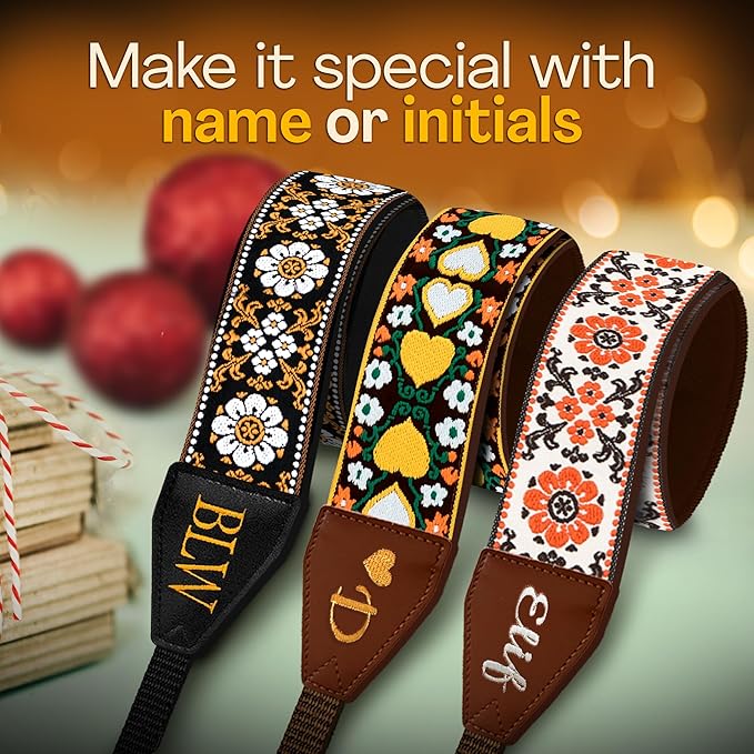 Art Tribute Camera Strap for All DSLR and Mirrorless Cameras. Add Your Name Or Initials Make It a Personalized Gift