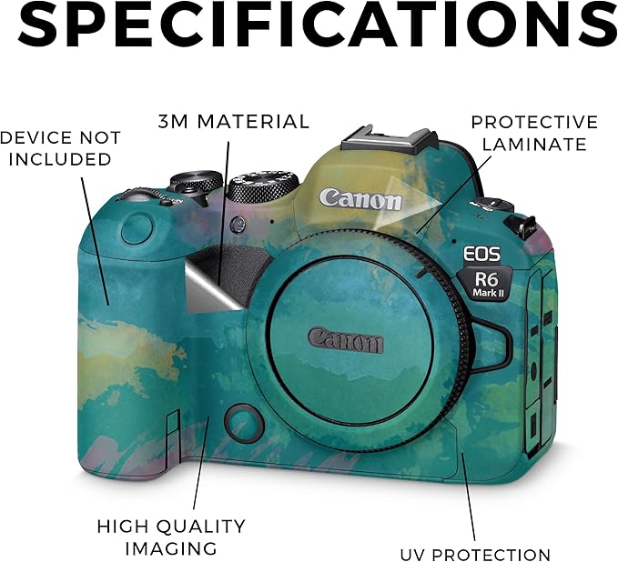 Camera Skin Compatible with Canon EOS R6 Mark II Camera (2022) - Watercolor Blue - Premium 3M Vinyl Protective Wrap Decal Cover - Easy to Apply | Crafted in The USA by MightySkins