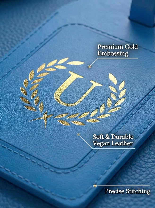Luggage Tags for Suitcases 6 Pack PU Leather Travel Bag Tags with Privacy Cover & Stainless Steel Buckle, Vegan Leather Name ID Labels for Travel Bags, Cruise, Airline, Backpack, Baggage Identifier(U)