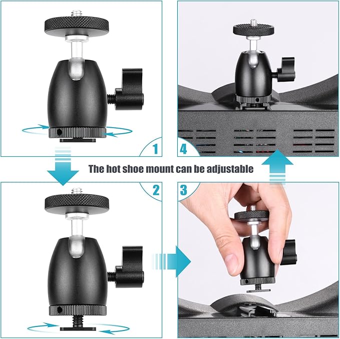 Neewer Mini Tripod Ball Head Mount, 1/4 inch Screw with Phone holder, Lock and Hot Shoe Mount Adapter Compatible with Compact DSLR Camera, LED Light,Ring Light,Load Up to 4.4 pounds/2 kilograms