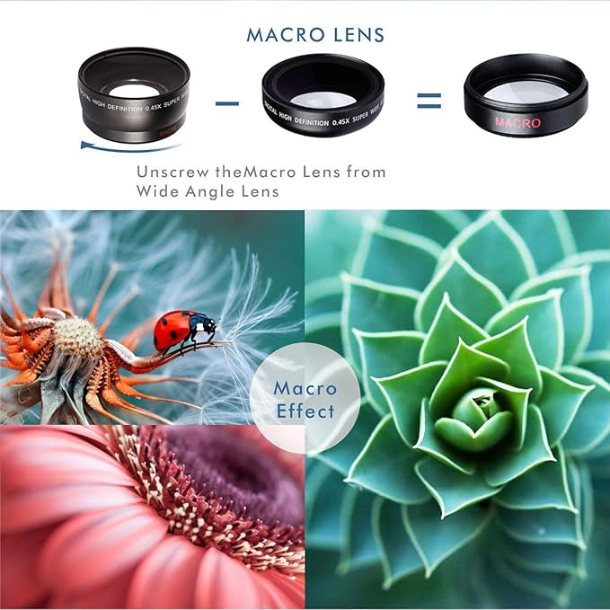 2-in-1 Professional Universal Smartphone HD Camera Lens Kit (Super Wide Angle & Macro) for iPhone 15, Pro Max, 14, and All Smartphones
