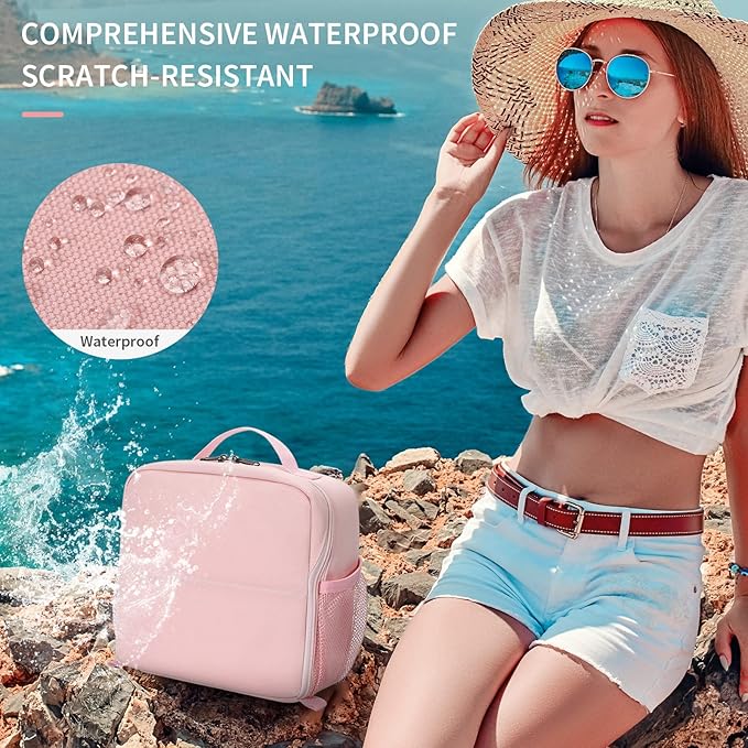 BAIGIO Camera Bag Insert Handbag Inner Case Large Capacity Small Camera Insert Bag Shockproof and Water-resistant DSLR SLR Foldable Protective Camera Organizer Cube Padded Camera Bag Pink