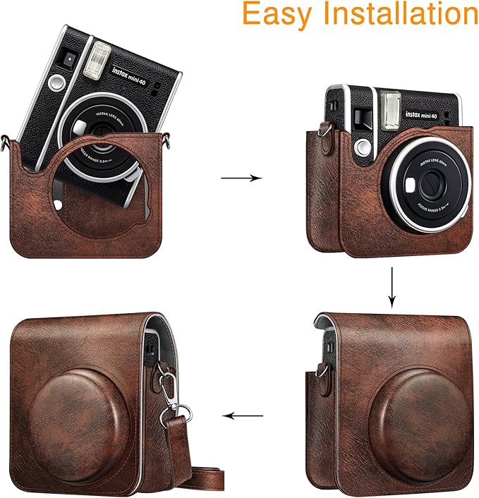 Fintie Protective Case for Fujifilm Instax Mini 40 Instant Camera - Premium Vegan Leather Bag Cover with Removable Adjustable Strap