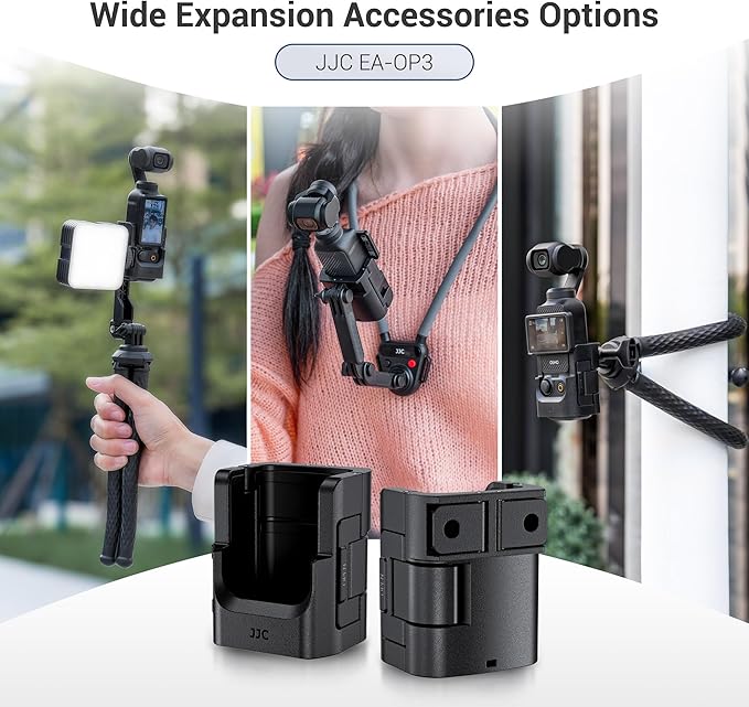 Lightweight Osmo Pocket 3 Expansion Adapter,Pocket 3 Protective Cage with Cold Shoe & Foldable Action Mount,Camera Extension Frame Bracket for Xtra Muse DJI Pocket3 Attach to Sport Camera Accessories