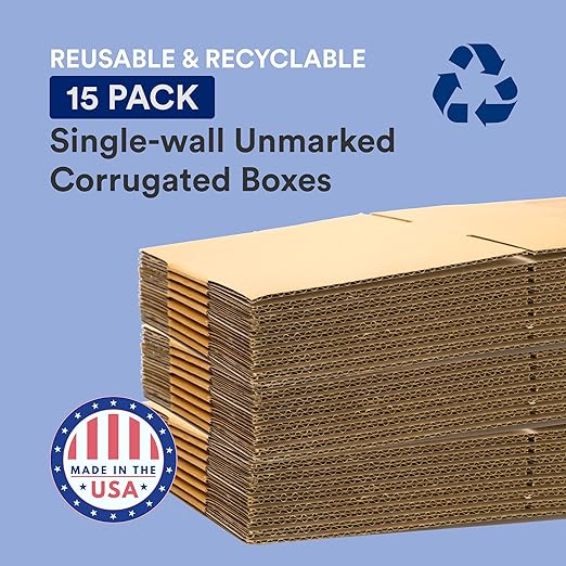 Box USA Moving Boxes Long 8"L x 4"W x 52"H, 15-Pack | Corrugated Cardboard Box for Packing, Shipping and Storage 8x4x52 8452
