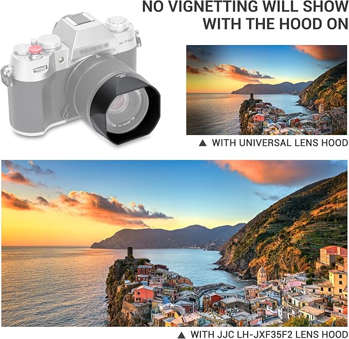 JJC Bayonet Lens Hood Shade for Fuji Fujifilm XF 35mm F2 R WR, XF 23mm F2 R WR, XC 35mm F2 Lenses, XF35mm f2, XF23mm f2, XC35mm Hood, Replaces Fujifilm LH-XF35-2 Lens Hood