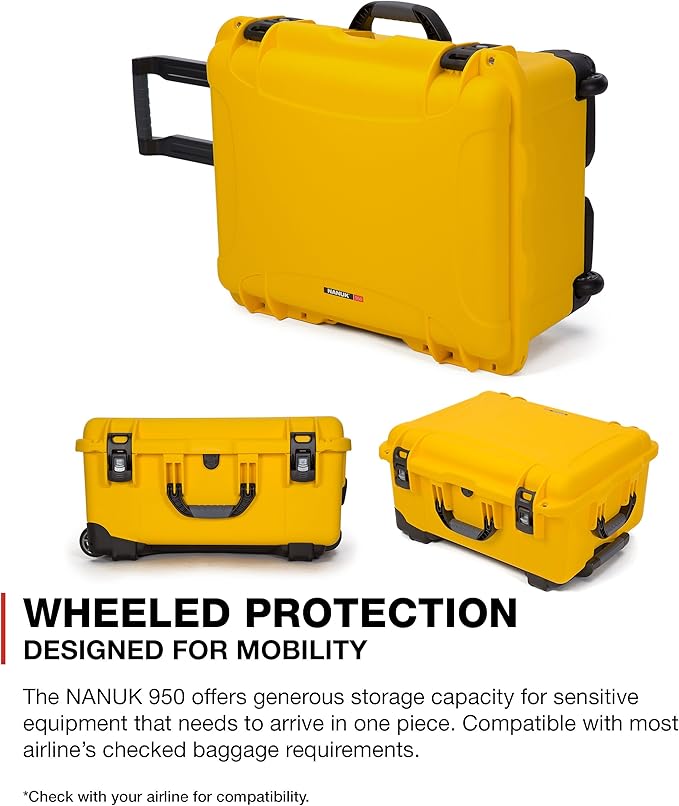 NANUK 950 Waterproof Hard Case with Wheels and Foam Insert - Yellow