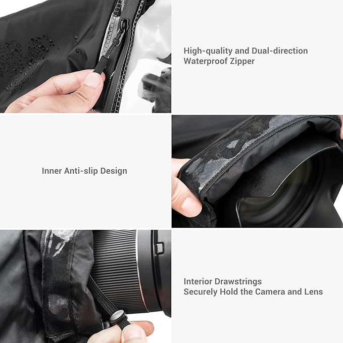 Mirrorless Camera Rain Cover with Openable Viewing Window & Strap Mountable Design Waterproof Camera Sleeve Protector for Canon EOS R6 R5 Mark II R8 R7 Rp for Nikon Z6III Z6II Z7II Z8 Z5 Z50II Zf