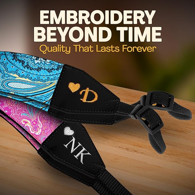 Art Tribute Camera Strap for All DSLR and Mirrorless Cameras. Add Your Name Or Initials Make It a Personalized Gift