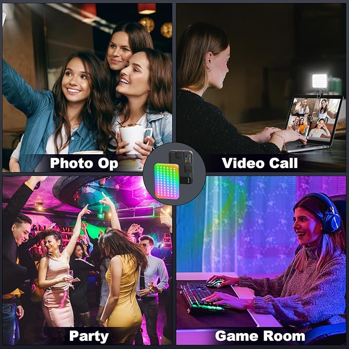 108 LED Video Light, 2500K-6500K RGB Selfie Light for iPhone-CRI 97+, 2200mAh Camera Light with 3CCT/RGB 360° Full Color/20 Lighting Effects, Portable Phone Light for Party, Photography, Streaming