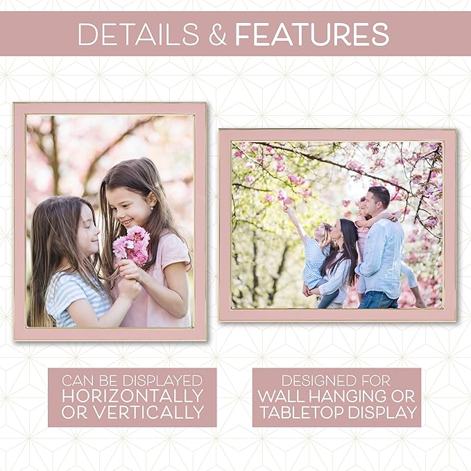 Sheffield Home Tabletop Picture Frame – Iron Enamel Decorative Display Frame for Home or Office, 4x6 Inch, Pink