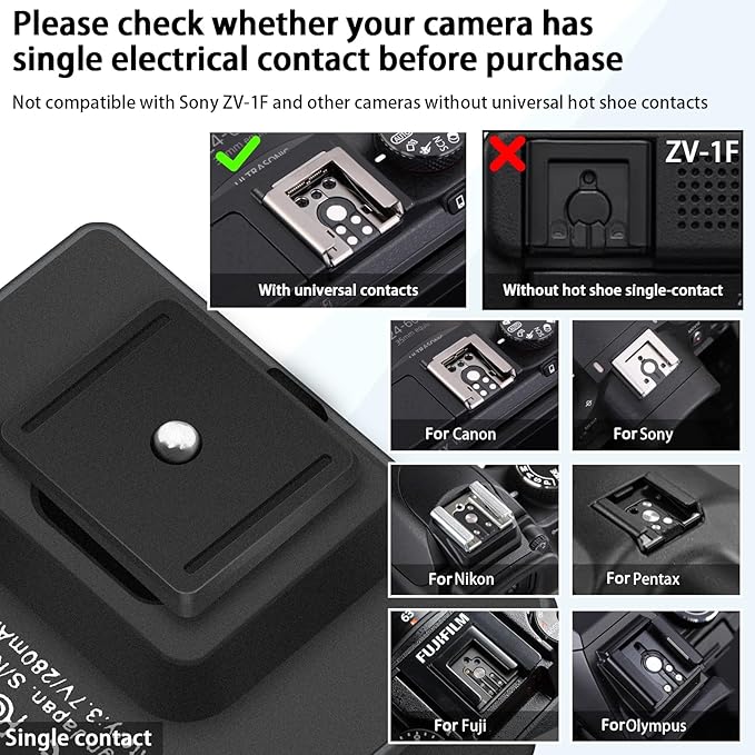 F1 Mini Camera Flash Camera Flash Speedlite for Ricoh (GR3/GR3X,etc.) Nikon/Canon/Fuji,Digital Film Cameras,Mini hot Shoe Flash for DSLR Camera（Not Compatible for Sony ZV-1F.