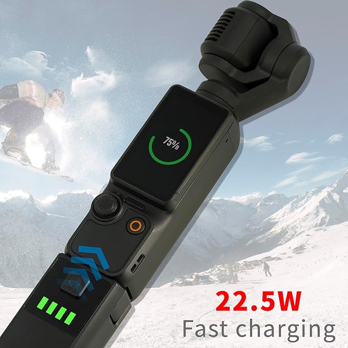 Pocket 3 Battery Handle Compatible for DJI Osmo Pocket 3 Camera, 5000mAh Portable Power Replacement, Built in 22.5Wh Extra Battery Fast Charge and Reserved 1/4”Thread Hole (1pcs)