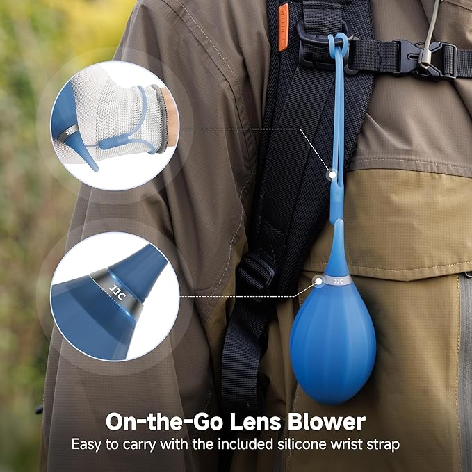 JJC Camera Air Blower for Digital SLR Mirrorless Camera Sensor CCD CMOS Lens Filter, Lens Blower with Lanyard for Outdoor Travel Cleaning-Clear Blue