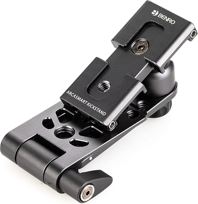 Benro Professional Smartphone Clamp with Arca-Swiss Plate, Tabletop Kickstand, Dual Cold Shoe Mounts & 360° Rotation for Content Creators, Vloggers & Live Streaming (ACSMKS)